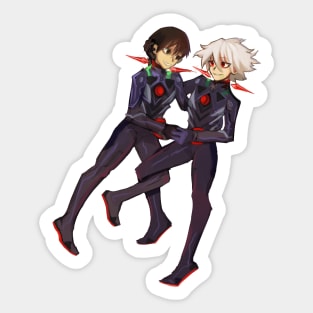 Kaworu and Shinji cute transparent dangan ronpa style Sticker